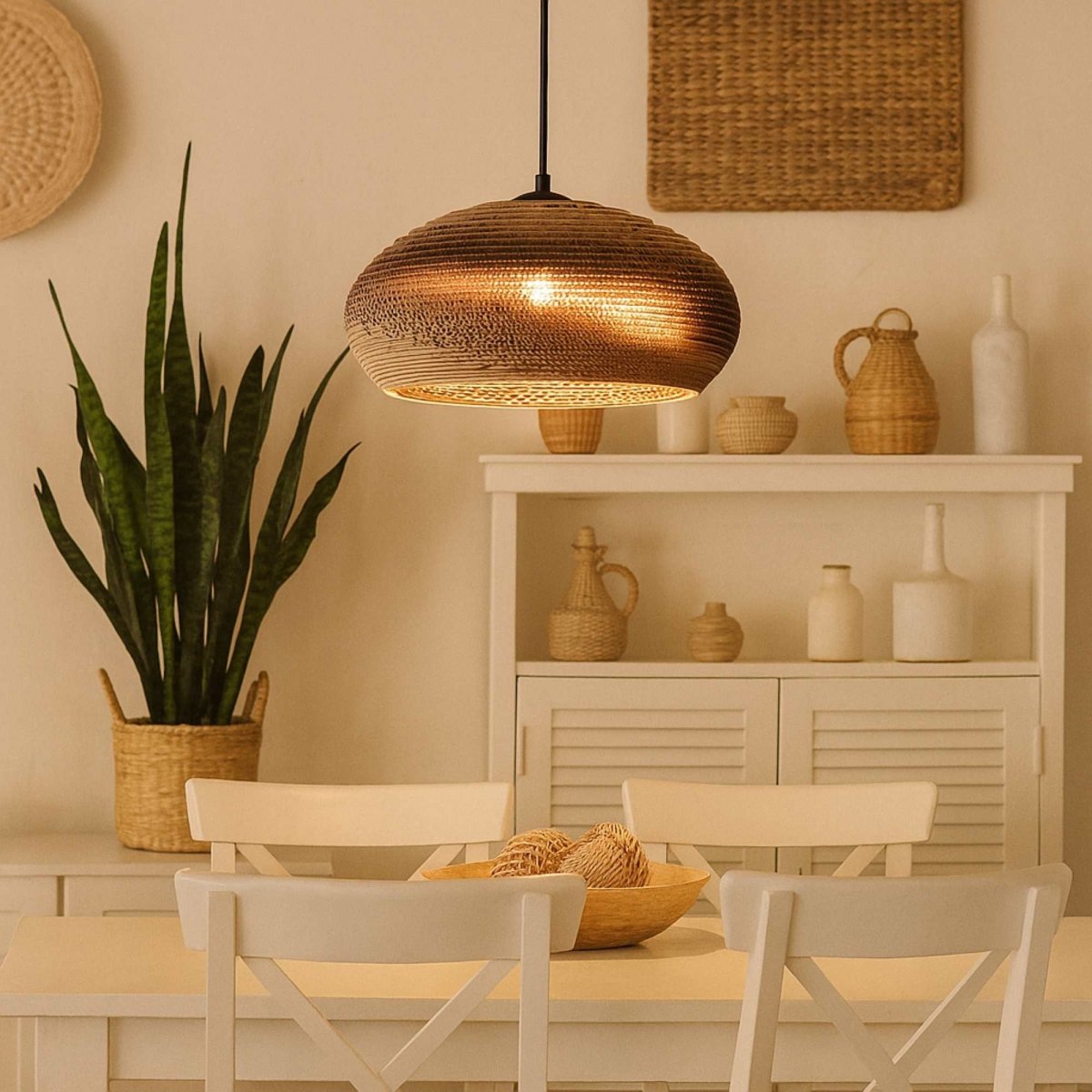 Lámpara colgante de cartón corrugado "DANBORU" - E27 - Barcelona Led-Decoración