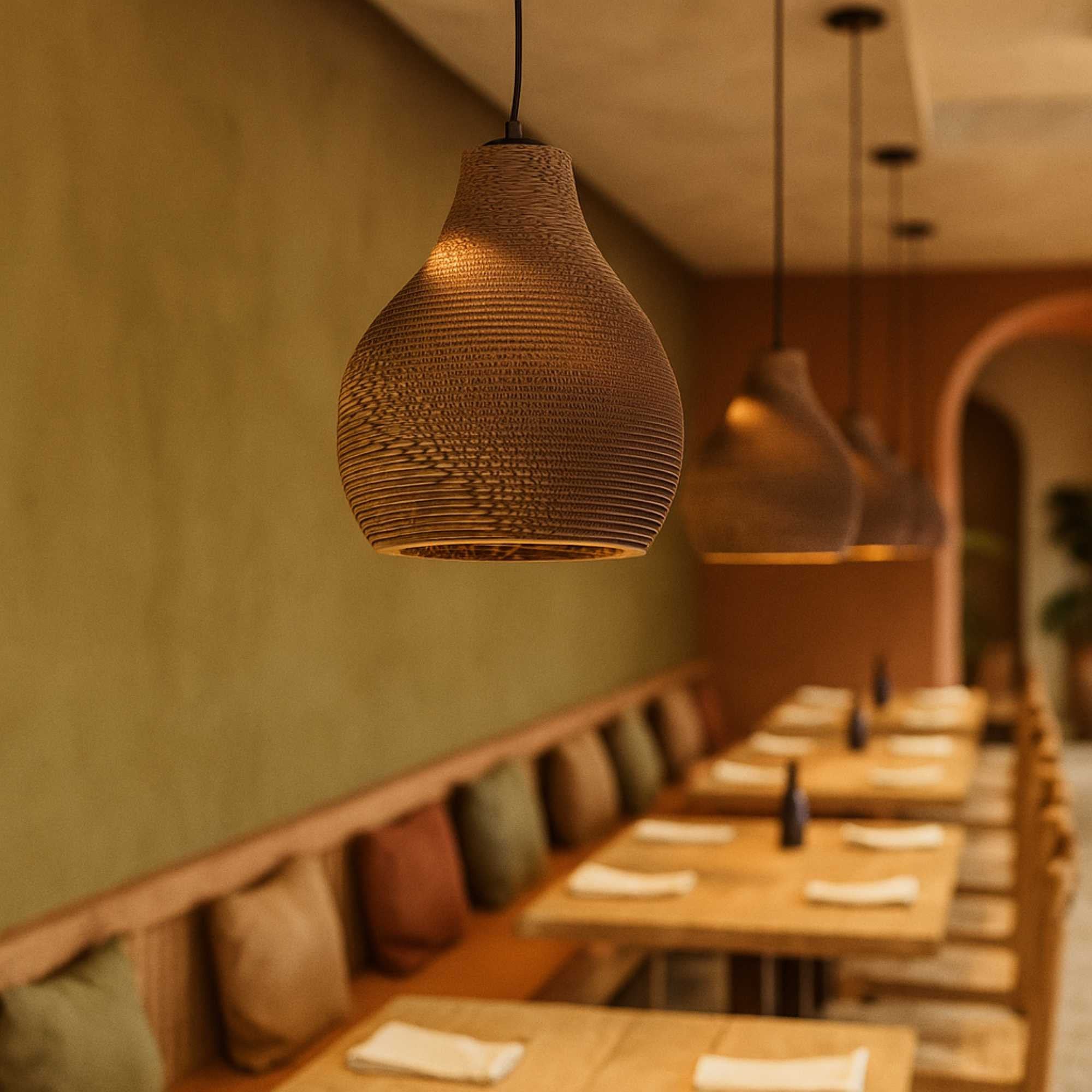 Lámpara colgante de cartón corrugado "ONDARA" - E27 (5)