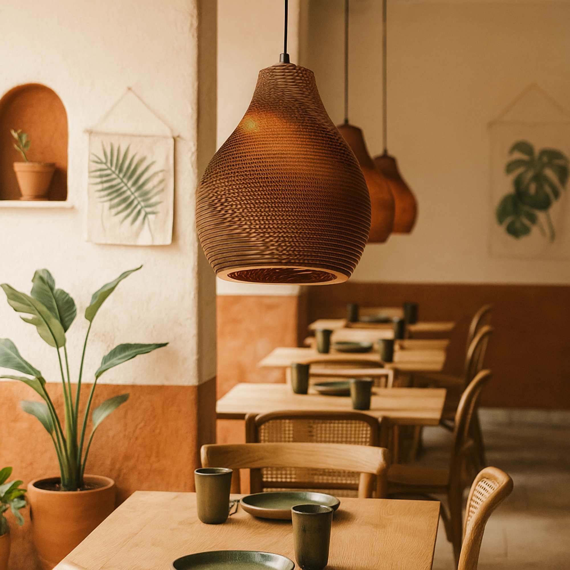 Lámpara colgante de cartón corrugado "ONDARA" - E27 (6)