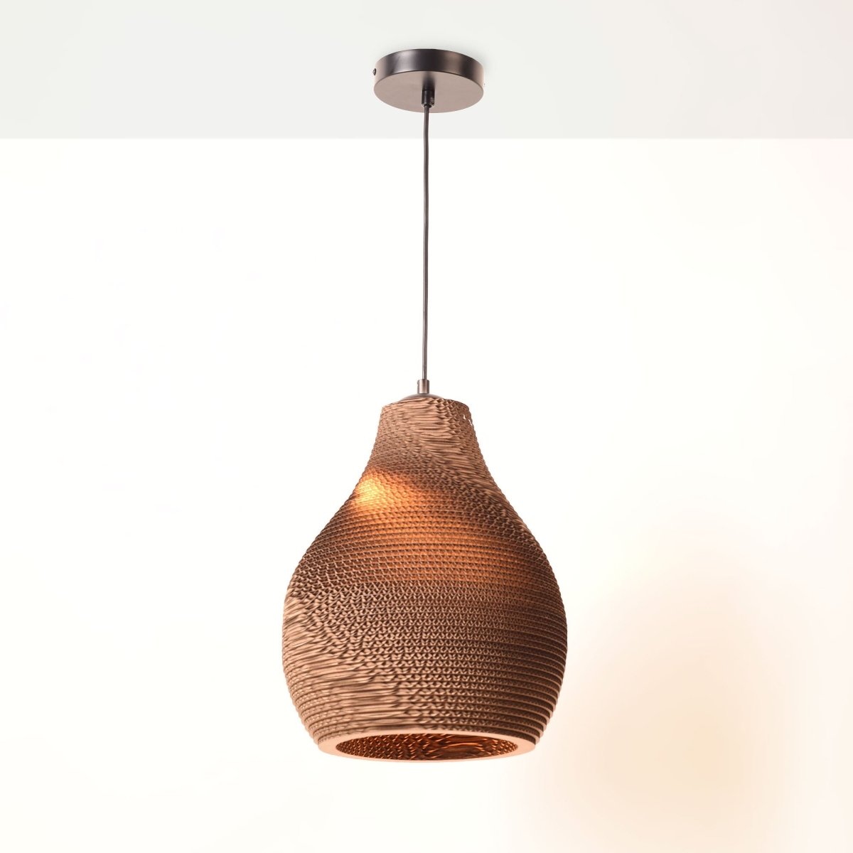Lámpara colgante de cartón corrugado "ONDARA" - E27 - Barcelona Led-Decoración