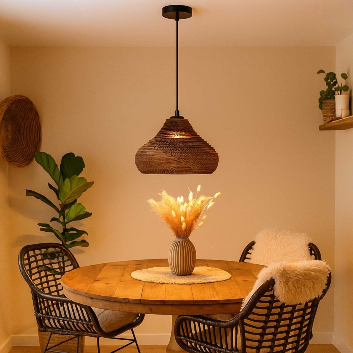 Lámpara colgante de cartón corrugado "KUMO" - E27 - Barcelona Led-Decoración