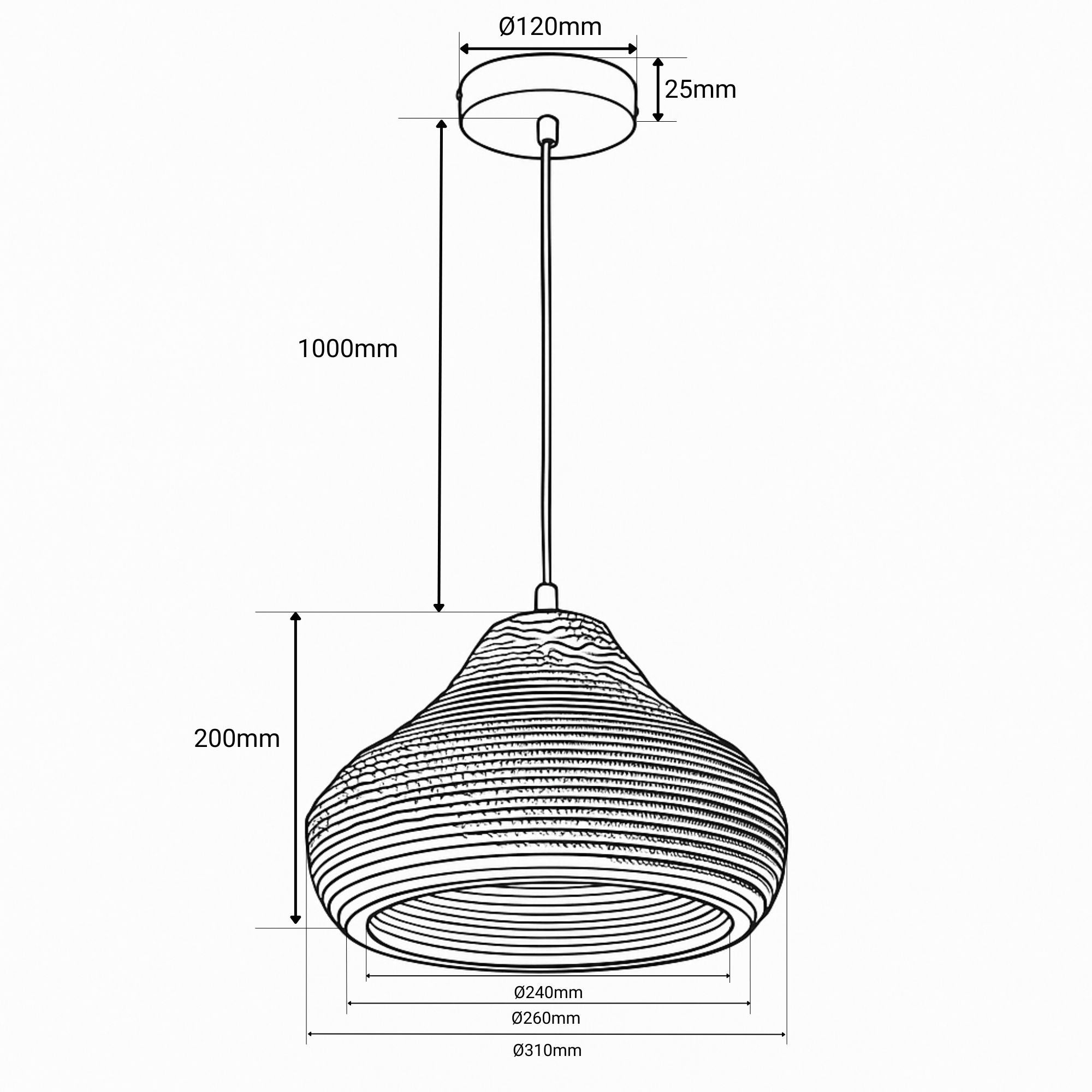 Lámpara colgante de cartón corrugado "KUMO" - E27 (19)