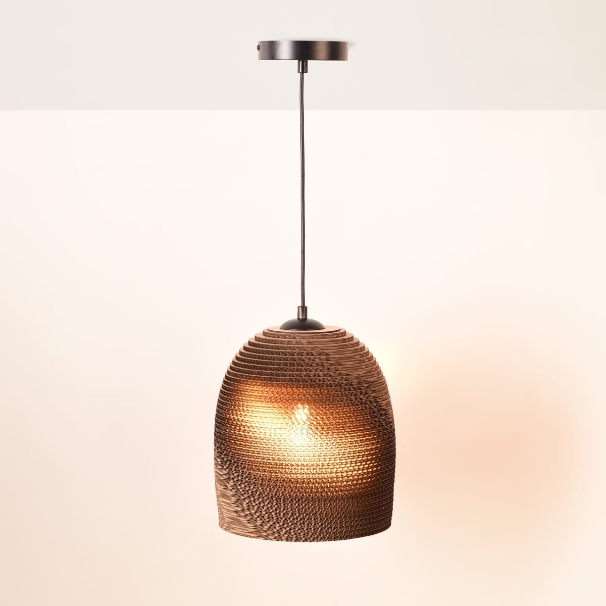 Lámpara colgante de cartón corrugado "KAMI" - E27 - Barcelona Led-Decoración