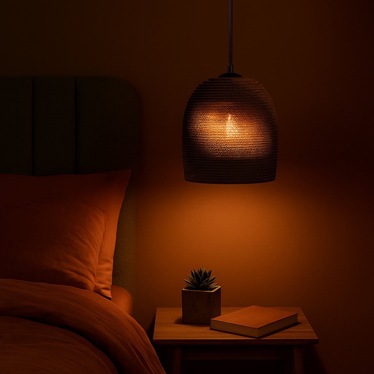 Lámpara colgante de cartón corrugado "KAMI" - E27 - Barcelona Led-Decoración