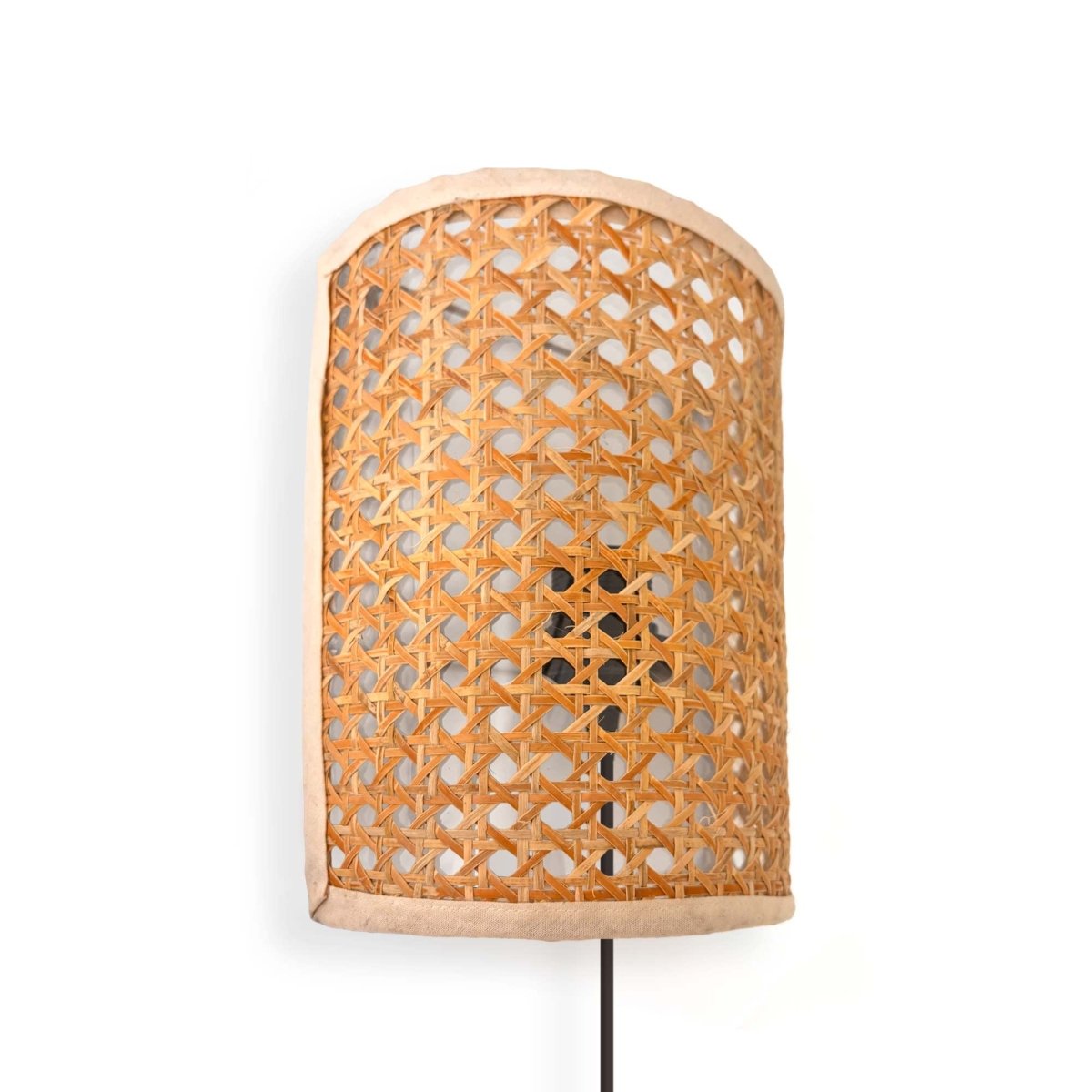 Aplique de pared de mimbre "BERGIN" - E27 - Interruptor y enchufe - Barcelona Led-Decoración
