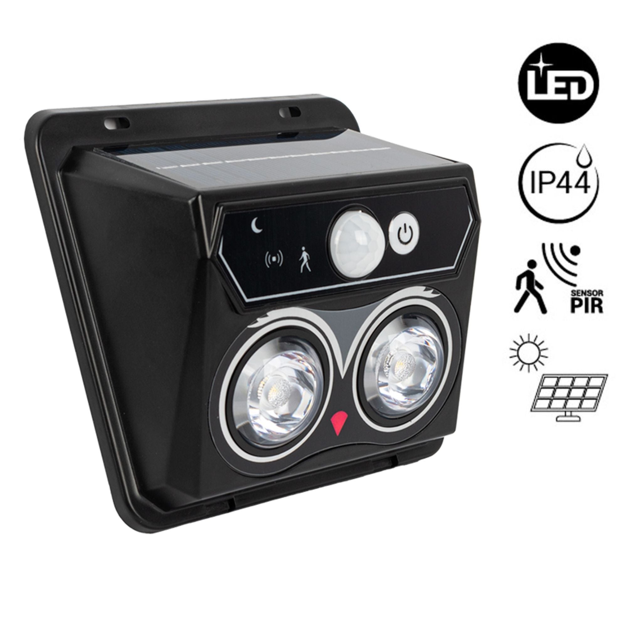 Aplique solar exterior de pared con sensor PIR - 1W (2x0,5W) - IP44