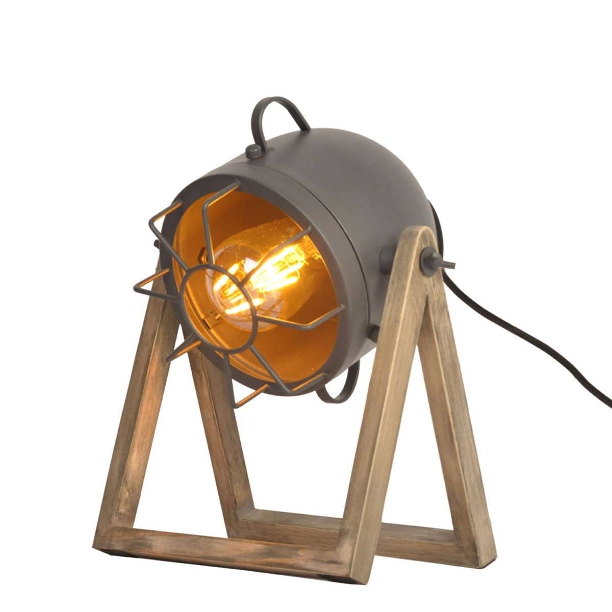 Lámpara de mesa de madera vintage "TACHICOM" E27 - Barcelona Led-Decoración