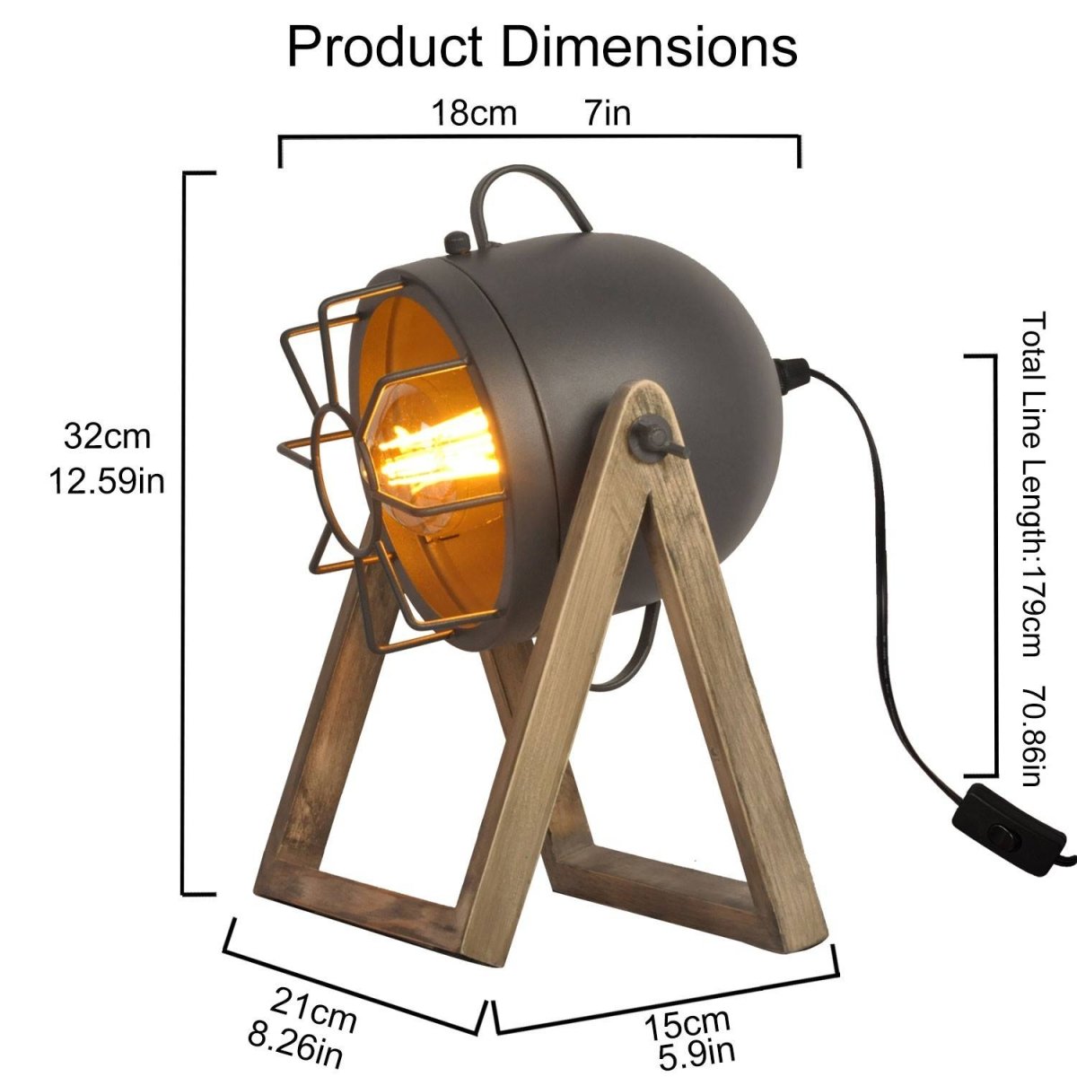 Lámpara de mesa de madera vintage "TACHICOM" E27 - Barcelona Led-Decoración