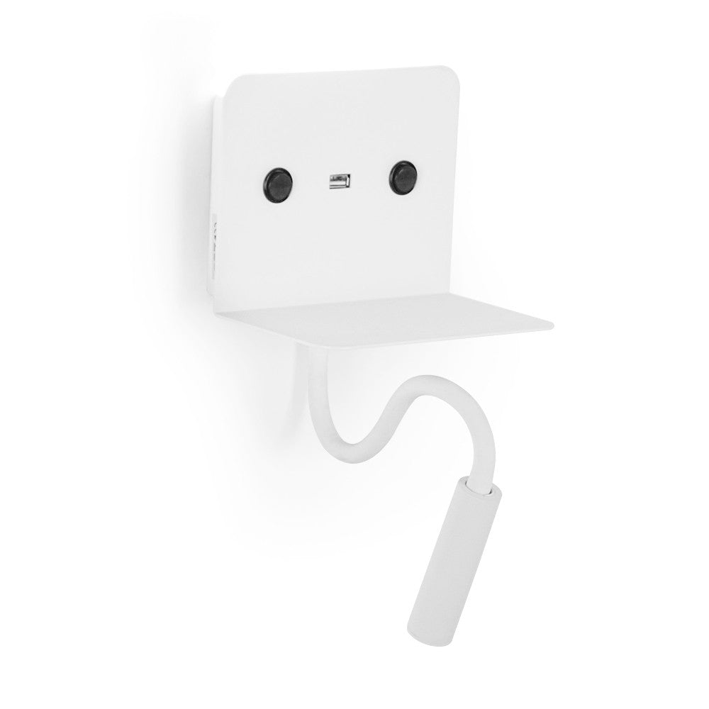Aplique de pared LED para lectura "SLANGE" 3W + 6W orientable y base de carga USB (4)