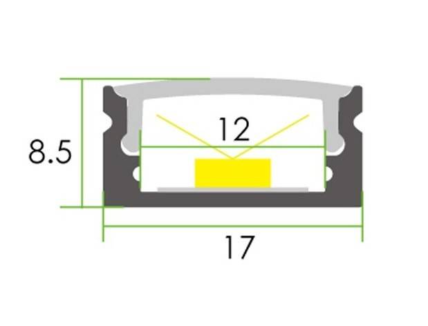 Perfil de aluminio para tira LED superficie - 17x8mm -2 metros (5)