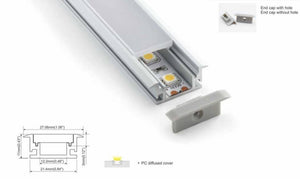 Perfil de aluminio para tira LED impermeable empotrable suelo 27x11mm (2metros)
