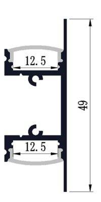 Perfil de aluminio para tira LED superficie - Bañador arriba/abajo - 18x49mm - 2 metros (4)