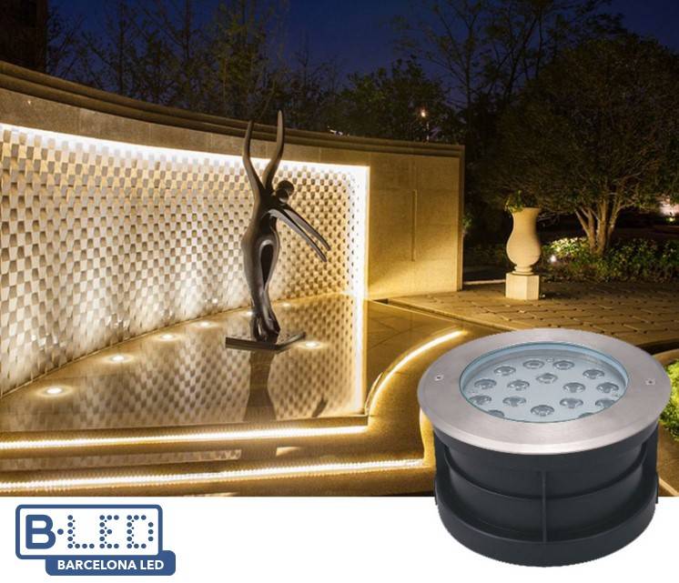 Foco LED Empotrable en suelo 18W 12V-DC IP67 Blanco cálido 3000K (7)