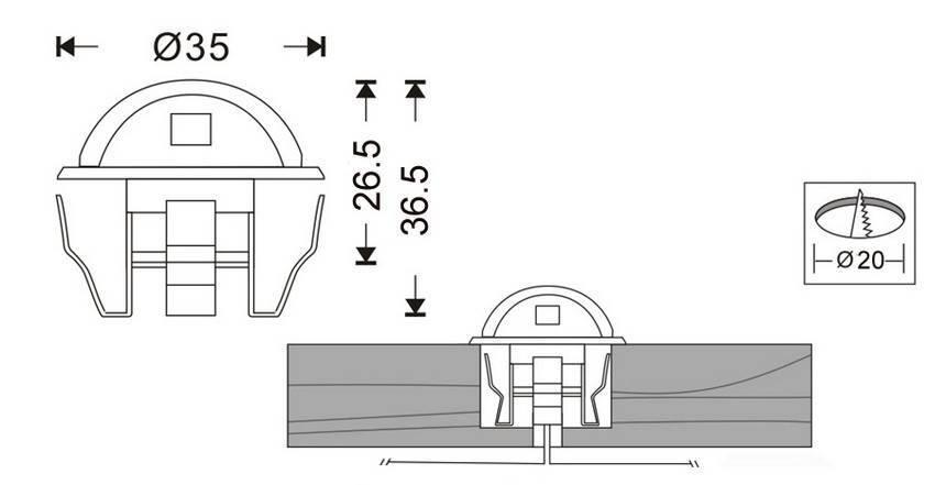 Kit 6 focos LED empotrables balizas para escalera 0,4W 12V-DC IP67 (6)