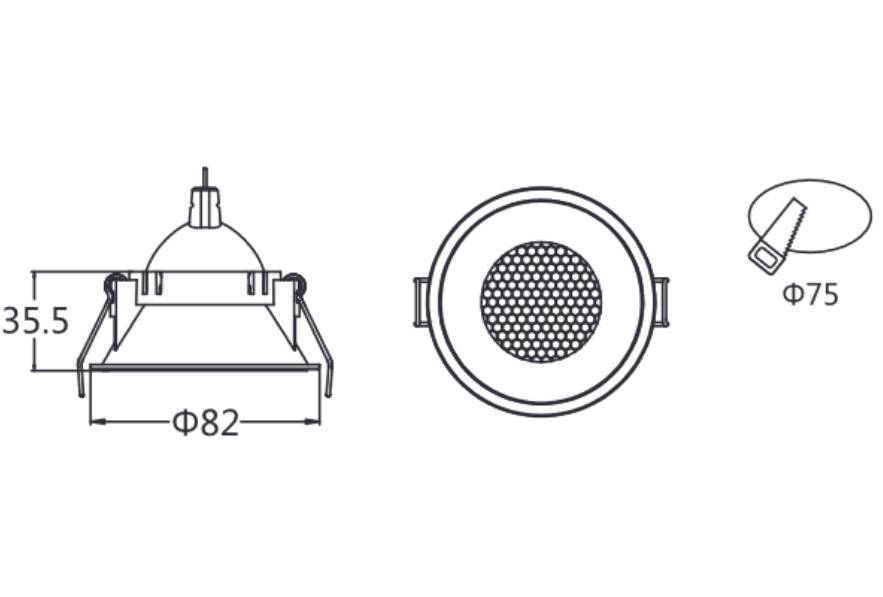Aro empotrable Ø75mm MR16, GU10 bajo UGR (18)
