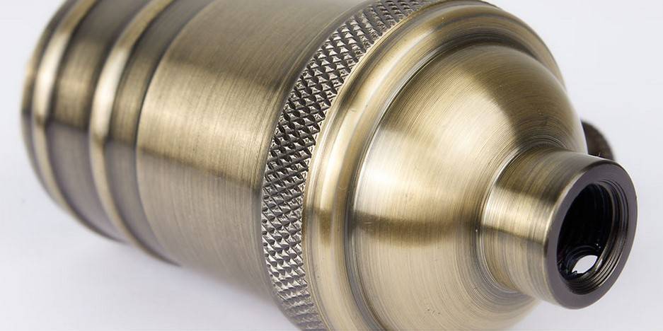 Casquillo portalámpara  Retro vintage acabado bronce con interruptor E27 (1)