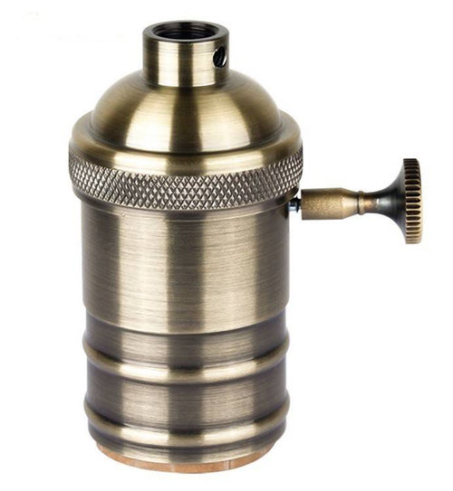 Retro Vintage Lampenfassung bronzefarben mit Schalter E27