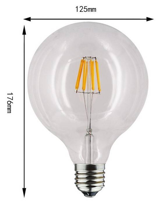 Bombilla LED globo filamento E27 G125 - 8W (2)