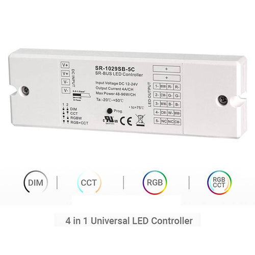Ελεγκτής Bluetooth 12-24V μονόχρωμος + CCT + RGBW + RGBCCT 4 σε 1 - SUNRICHER