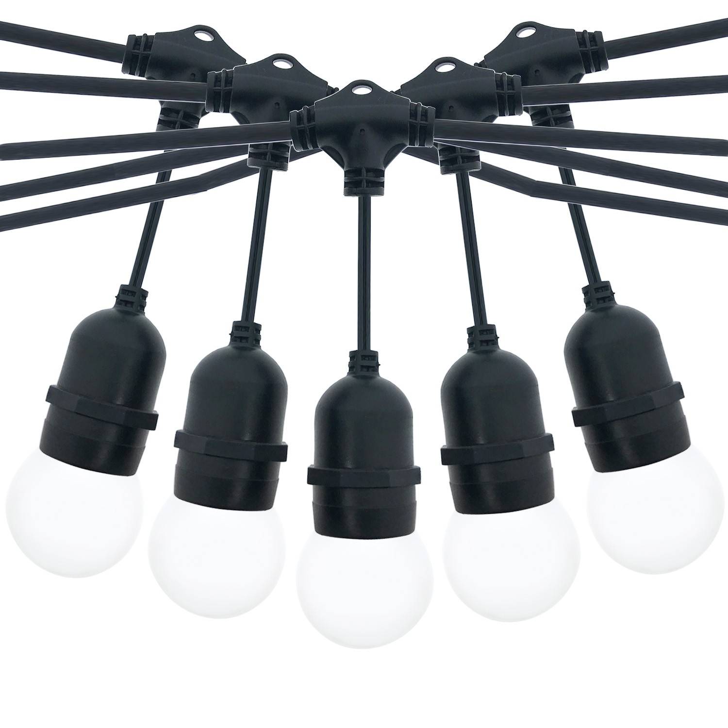 Kit guirnalda luces exterior 10 metros + 10 bombillas LED E27 1W - IP44 - Blanco cálido (3)