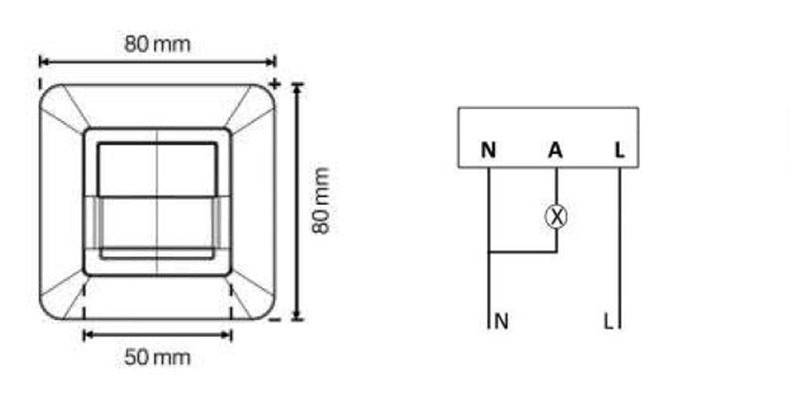 Sensor de movimiento PIR de pared cuadrado 160º (4)