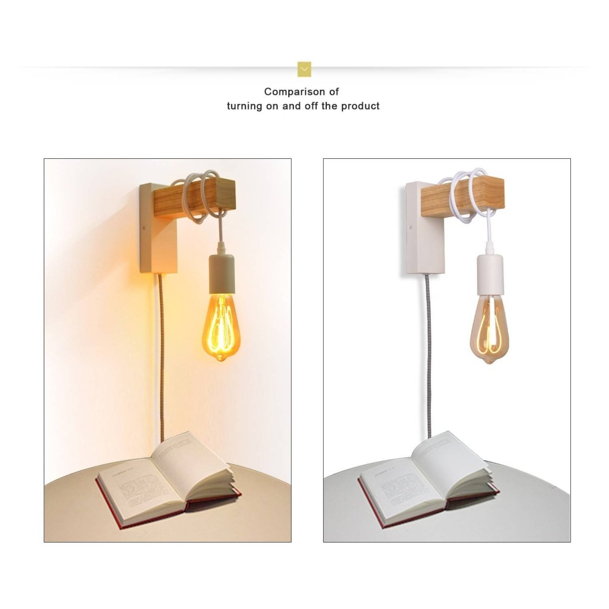 Apliques de pared madera "RUDER" - Con interruptor y enchufe - E27 - Barcelona Led-Decoración