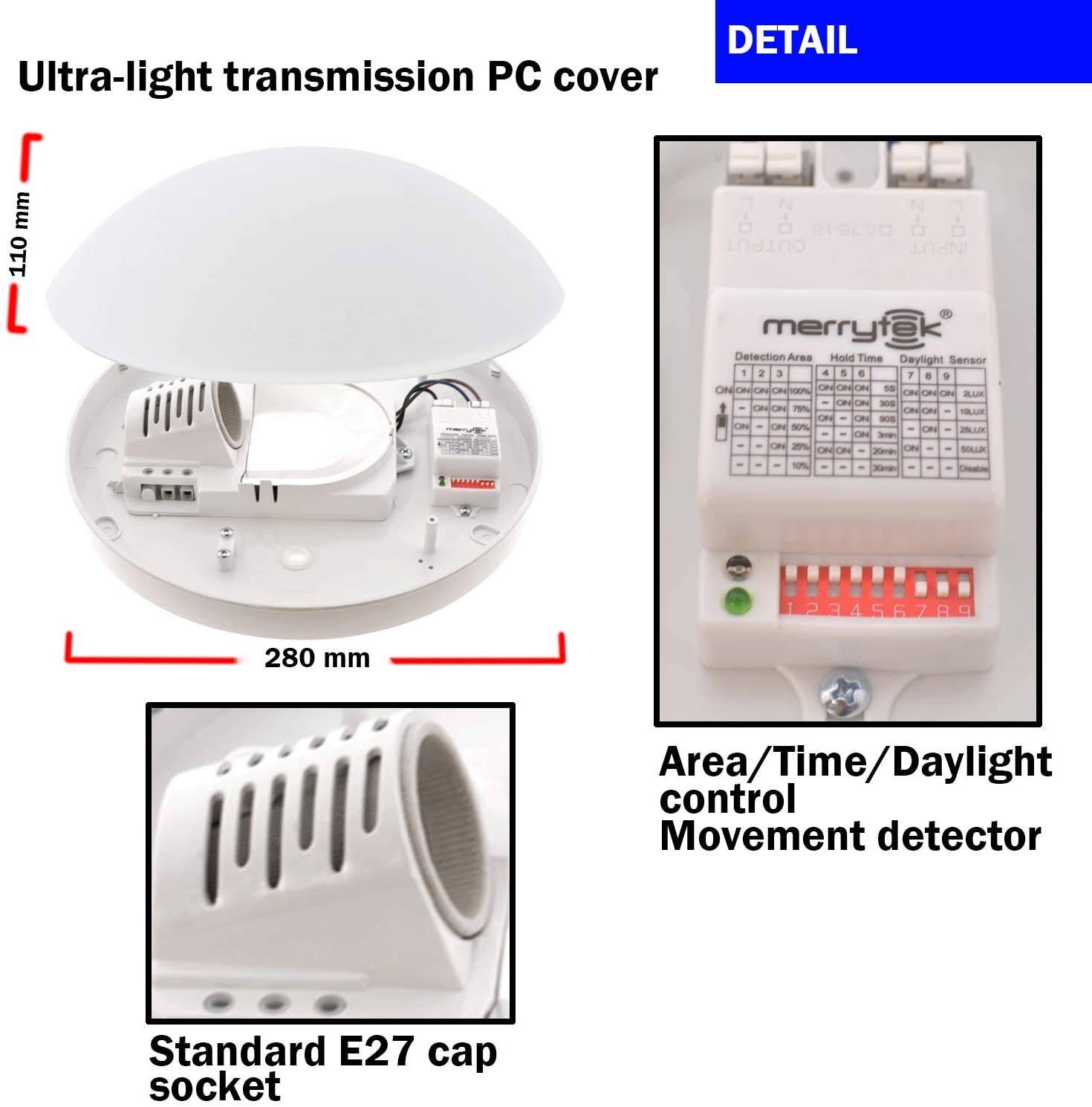 Plafón LED de superficie con sensor para bombilla E27 (5)