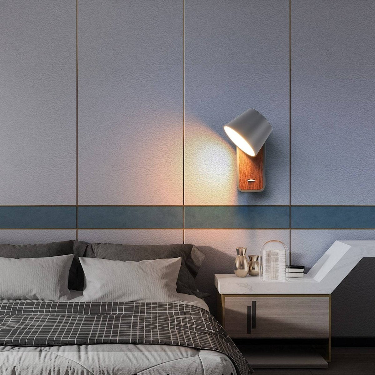 Aplique LED para Dormitorio de Madera rotatorio "KOPPEN" 6W 2700K - Barcelona Led-Decoración