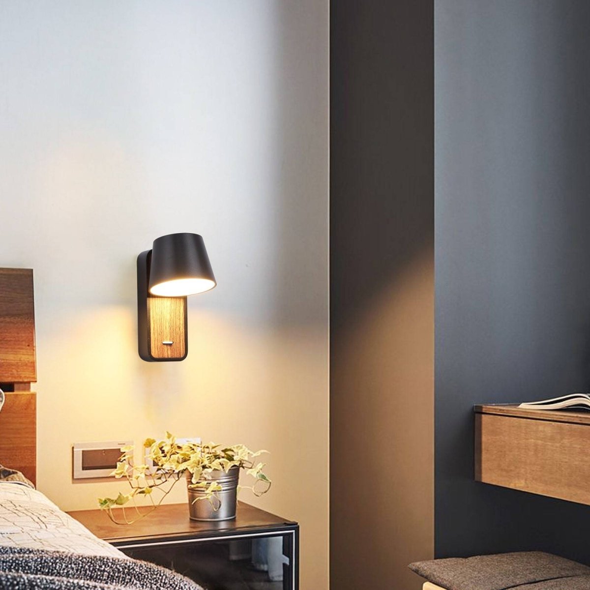 Aplique LED para Dormitorio de Madera rotatorio "KOPPEN" 6W 2700K - Barcelona Led-Decoración