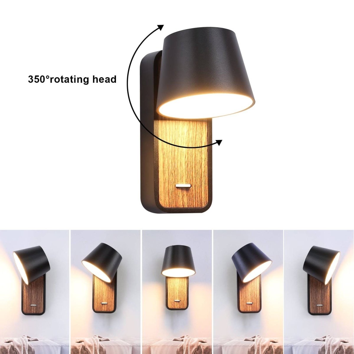 Aplique LED para Dormitorio de Madera rotatorio "KOPPEN" 6W 2700K - Barcelona Led-Decoración
