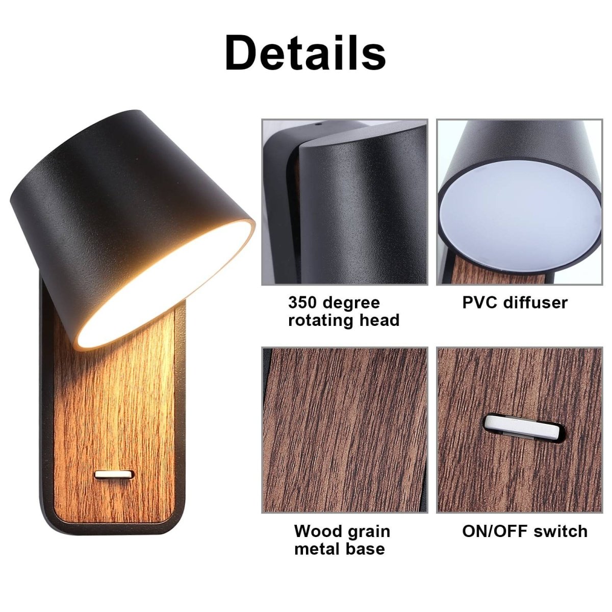 Aplique LED para Dormitorio de Madera rotatorio "KOPPEN" 6W 2700K - Barcelona Led-Decoración