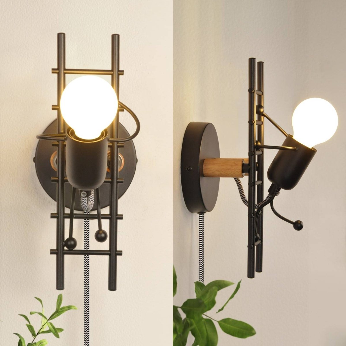 Aplique de Pared "Doll " - Con interruptor y enchufe - E27 - Barcelona Led-Decoración