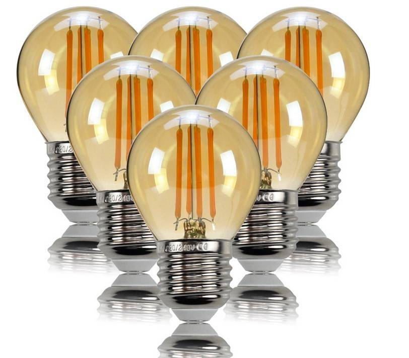 Bombilla Retro Vintage esférica E27 G45 4W de filamento (3)