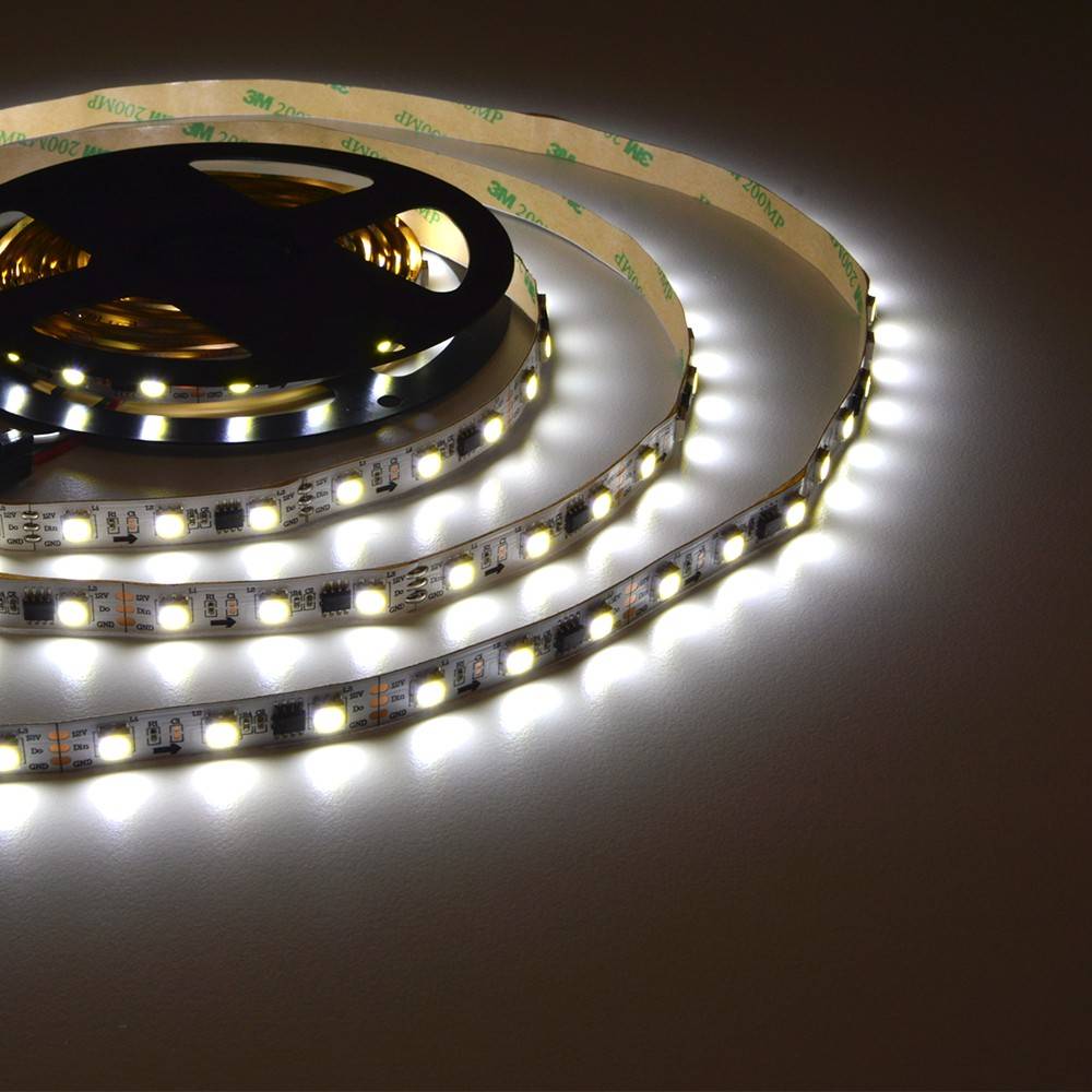 Tira de LED inteligente IC 12V DC - 14,4W/m - IP20 - 60 LED/m - Ancho 10mm - 6000K - 5 metros (1)