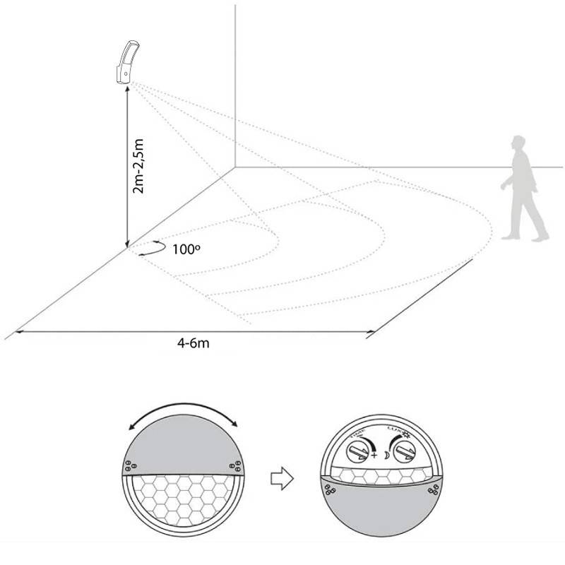 Aplique exterior de pared LED con sensor PIR "LUS" 13W IP54 (8)