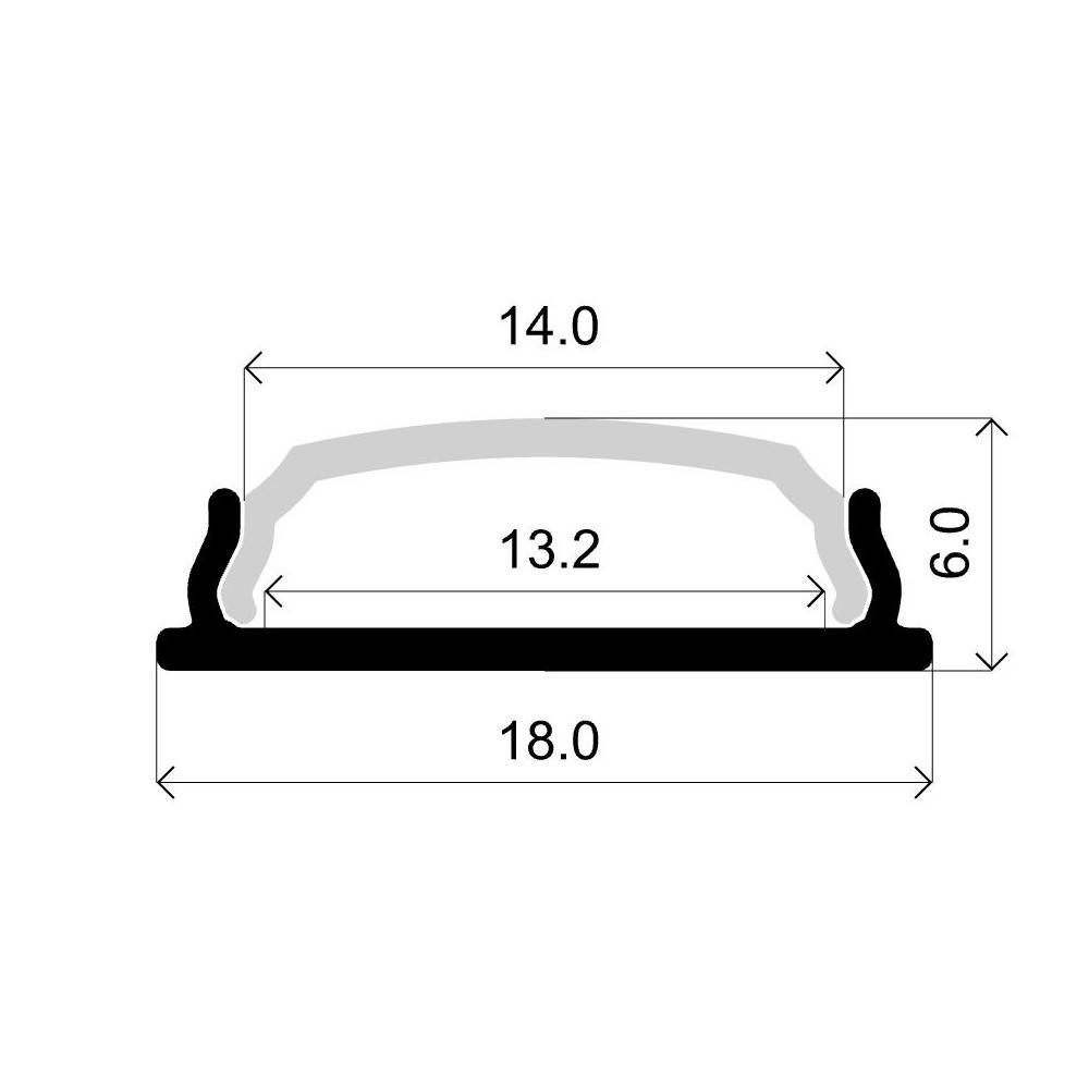 Perfil de aluminio para tira LED flexible / moldeable - 18x6mm - 2 metros (10)