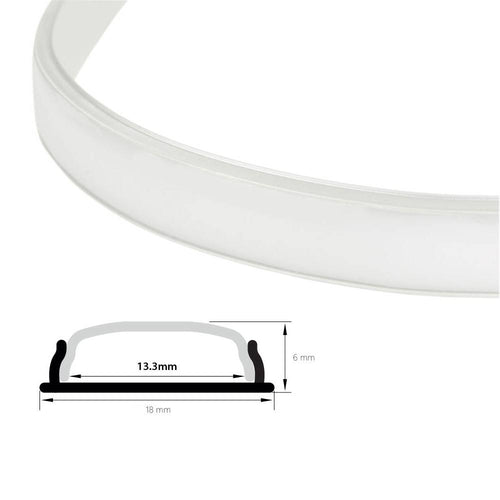 Diffusore opalino 18mm per profilo flessibile modellabile 18x6mm (2m)