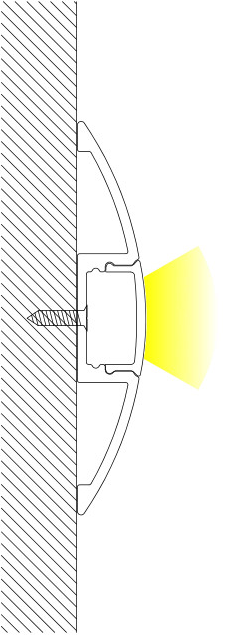 Perfil de aluminio para tira LED superficie - 58x9mm - Forma de media luna - 2m (2)