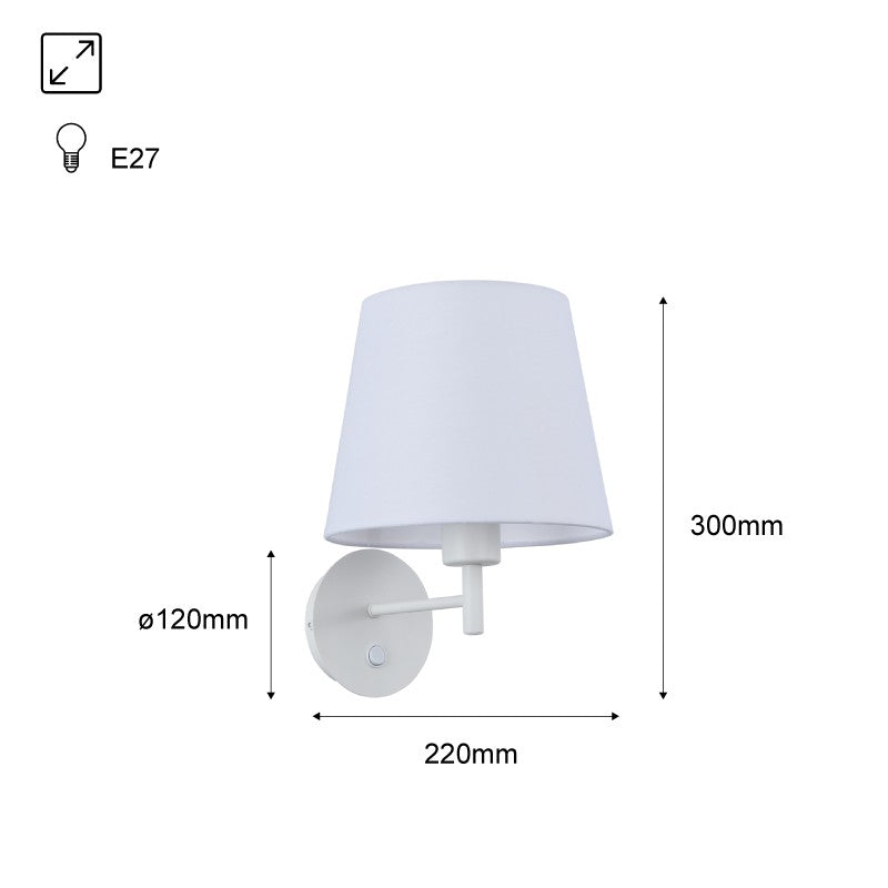 Aplique de pared con pantalla e interruptor Classic "RIGA" - E27 (2)