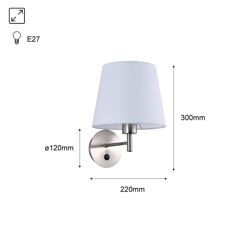 Aplique de pared con pantalla e interruptor Classic "RIGA" - E27 (8)