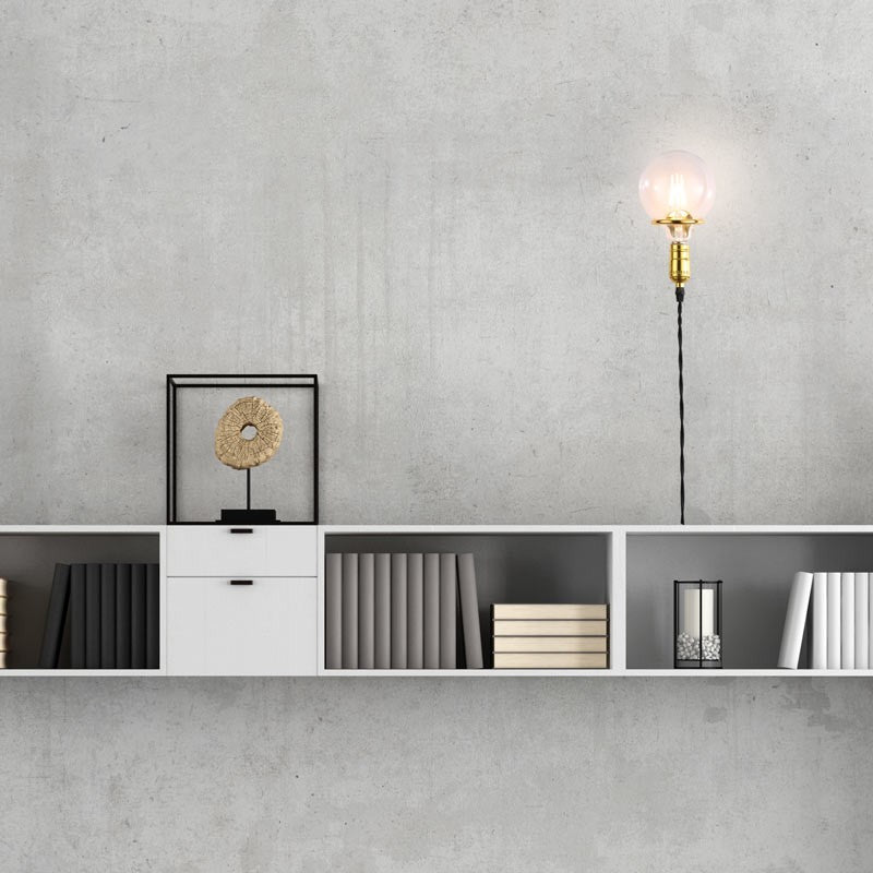 Aplique de Pared Interior Dorado con Enchufe y Interruptor para Dormitorio, Escalera, Escritorio (2)