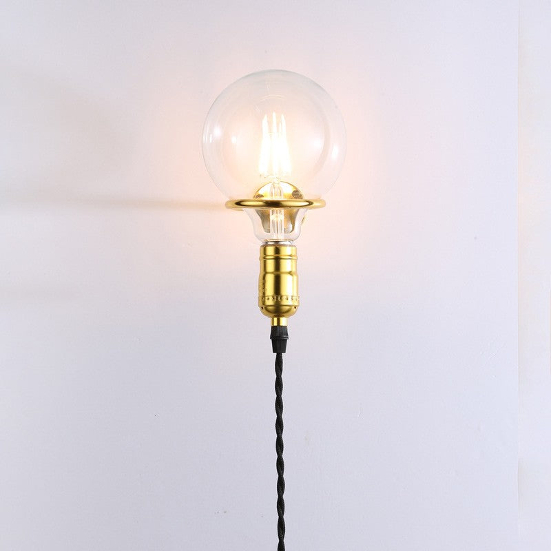 Aplique de Pared Interior Dorado con Enchufe y Interruptor para Dormitorio, Escalera, Escritorio (10)