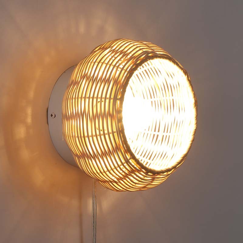 Aplique de pared de mimbre "Berlam" (1)