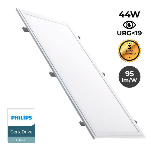 Panel LED slim empotrable 120X30 cm -  Driver Philips - 44W - UGR19 - Con KIT de montaje