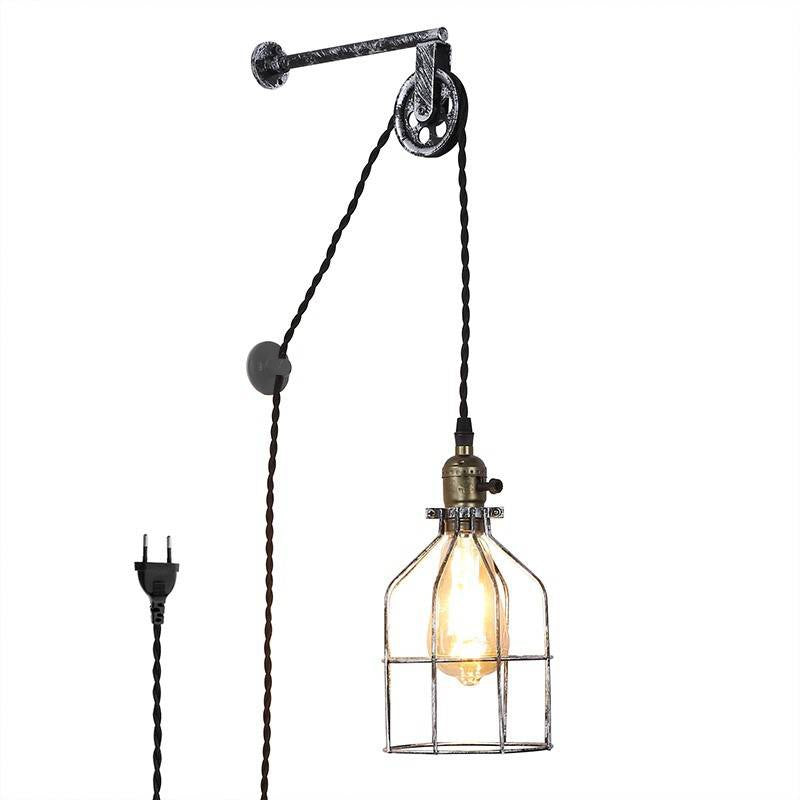 Lámpara colgante de jaula "Clockwell" - Con enchufe e interruptor - E27 (7)