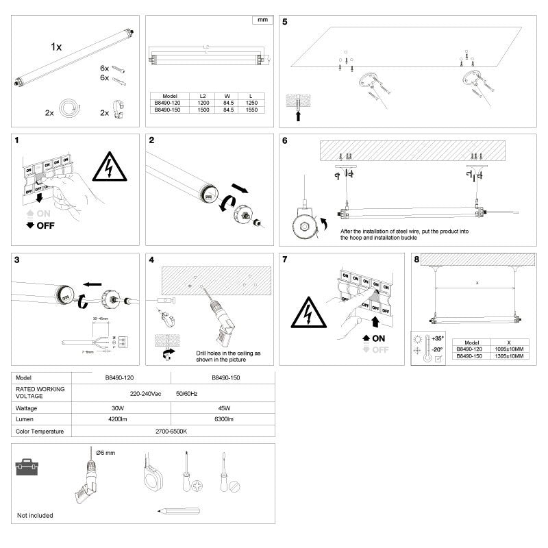 Luminaria estanca tubular para uso industrial - 120cm - 30W - IP65 - IK10 (7)