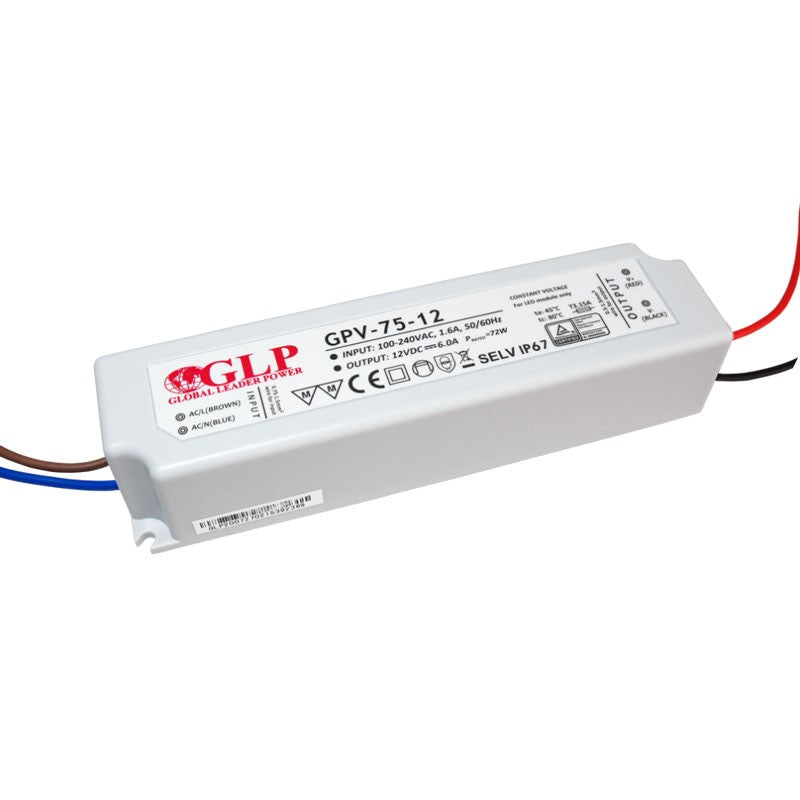 Fuente de alimentación estanca 12V DC - 75W  - IP67 - GLP