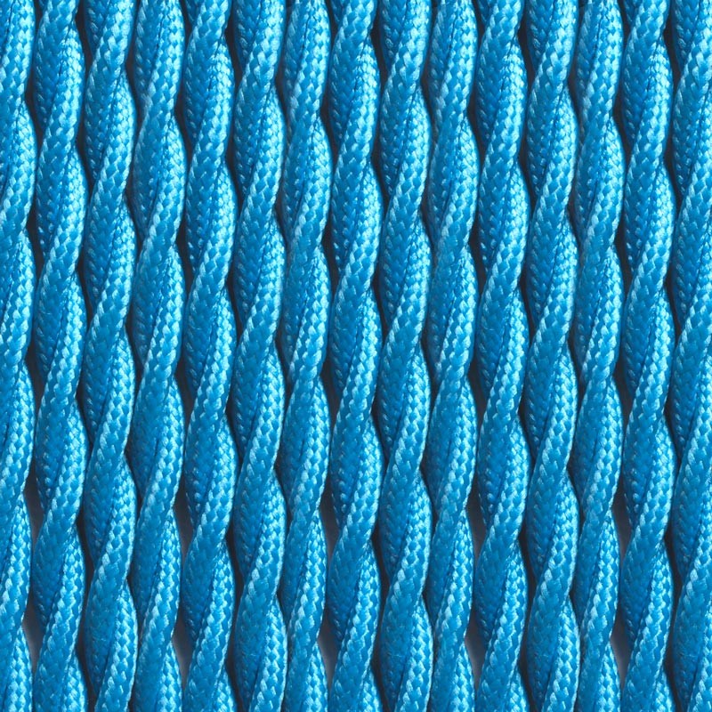 Cable Trenzado Recubierto en tejido Efecto Seda Color Azul (2)