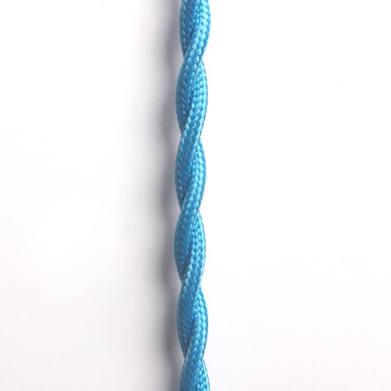 Cable Trenzado Recubierto en tejido Efecto Seda Color Azul (3)