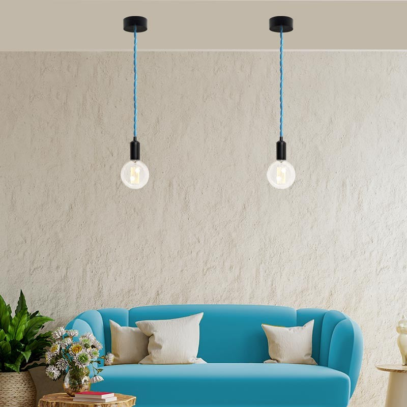 Cable Trenzado Recubierto en tejido Efecto Seda Color Azul (5)